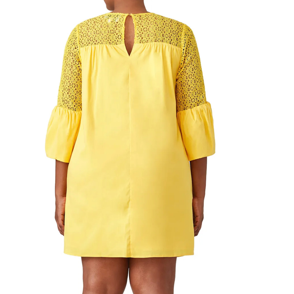 Draper James Yellow Shift Dress SIZE 14 Lace Romantic Babydoll Designer $146 - Picture 5 of 10